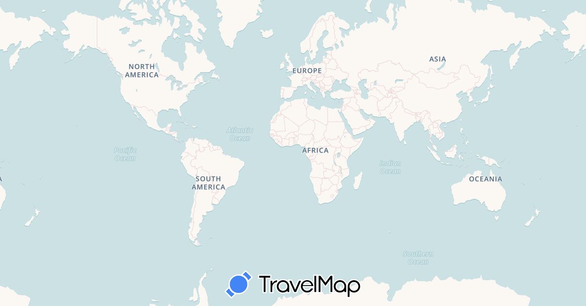 TravelMap itinerary: driving, bus, plane, cycling, train, hiking, boat, hitchhiking in Belgium, China, France, Hong Kong, New Zealand, Réunion (Africa, Asia, Europe, Oceania)